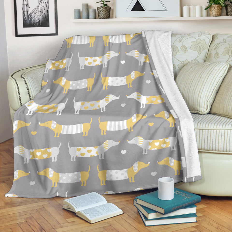 Cute Dachshund Dog Pattern Premium Blanket