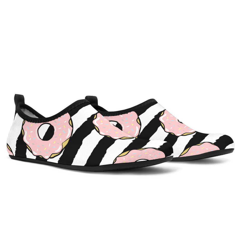 Donuts Pink Icing Striped Pattern Aqua Shoes