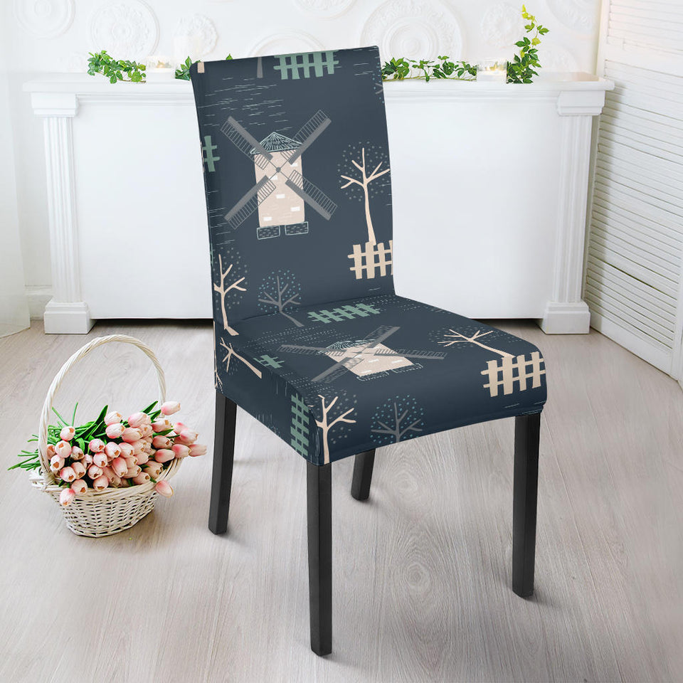 Windmill Tree Pattern Dining Chair Slipcover