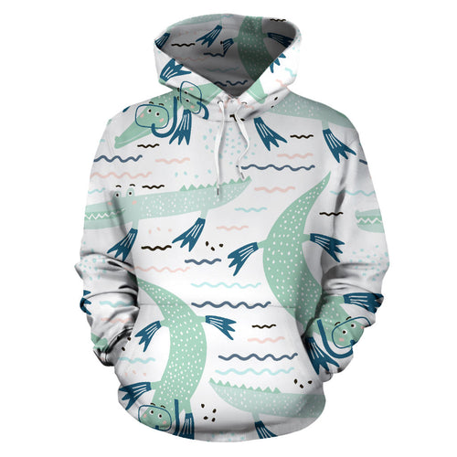 Crocodile Diver Pattern Men Women Pullover Hoodie