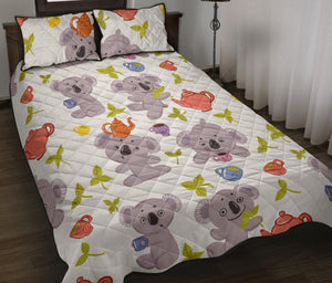 Cute koalas teapots tea Quilt Bed Set