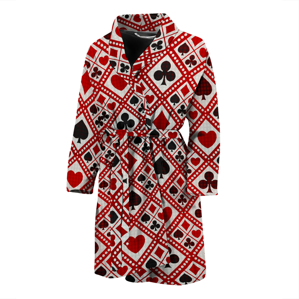 Casino Cards Suits Pattern Print Design 03 Men's Bathrobe