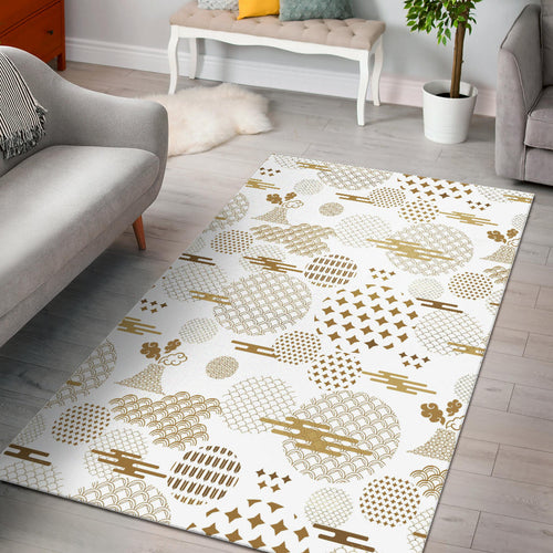 Beautiful Gold Japanese Pattern Area Rug