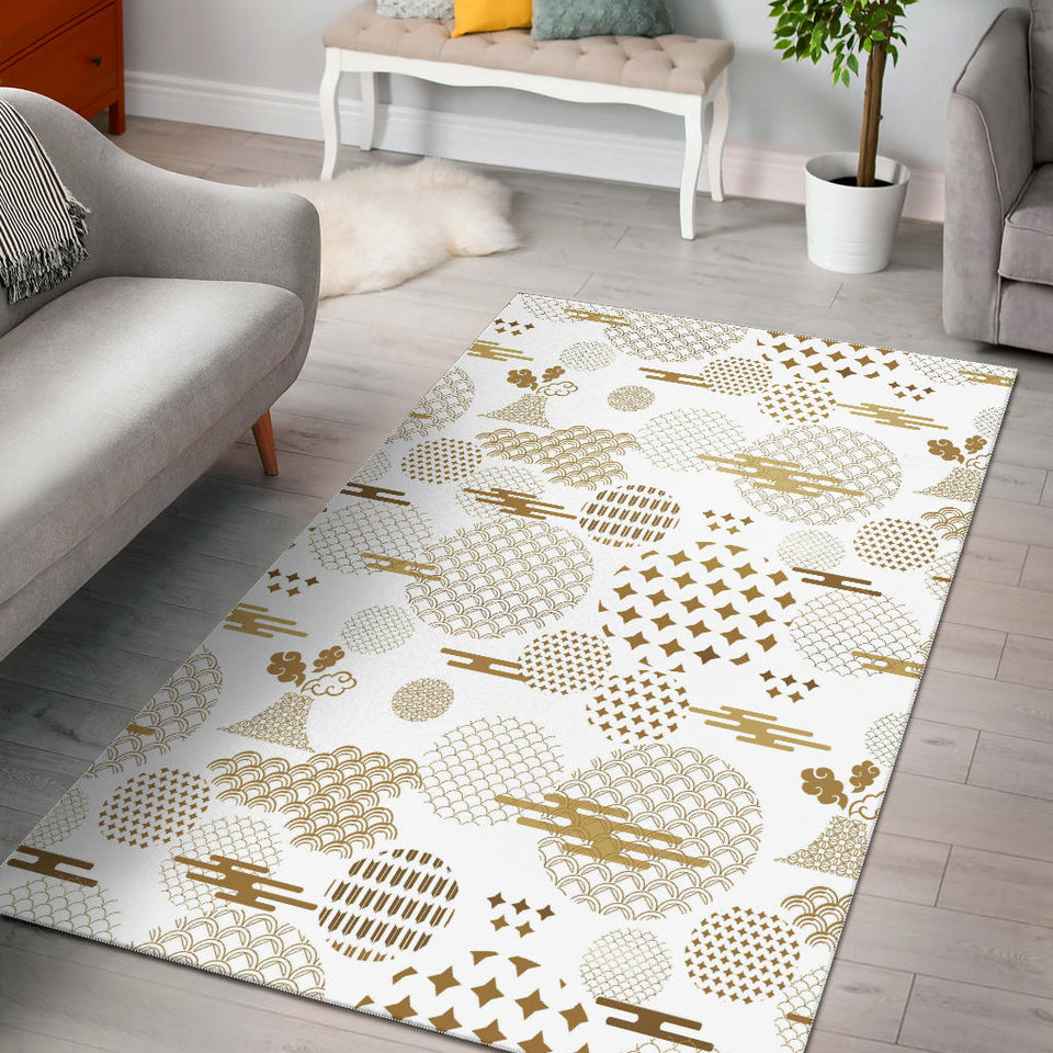 Beautiful Gold Japanese Pattern Area Rug