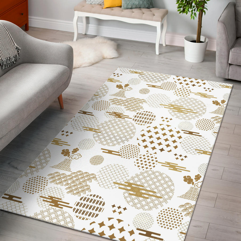 Beautiful Gold Japanese Pattern Area Rug