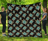 Sea Turtle Blue Stone Pattern Premium Quilt