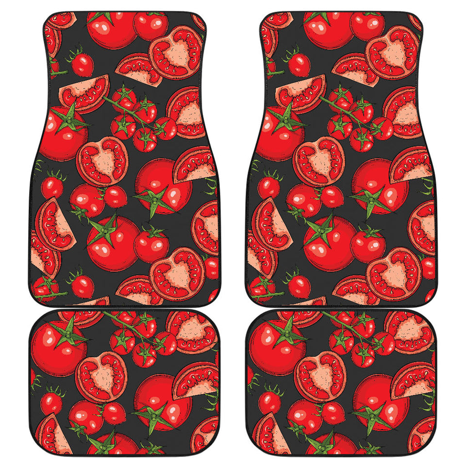 Tomato Black Background Front And Back Car Mats