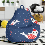 Cute Sea Lion Seal Christmas Hat Candy Cane Heart Pattern Bean Bag Cover
