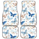 Blue Butterfly Pattern Front And Back Car Mats