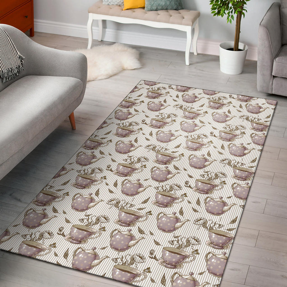 Tea Pots Pattern Print Design 03 Area Rug