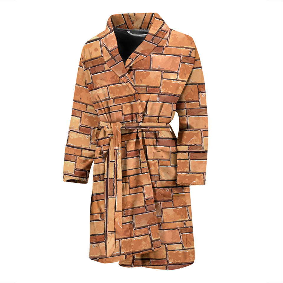 Brick Printed Pattern Print Design 04 Men's Bathrobe