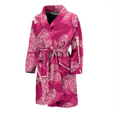 Beautiful Dragonfly Pink Background Men'S Bathrobe