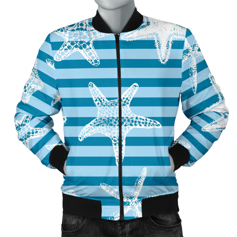 Starfish Blue Blackground Men'S Bomber Jacket