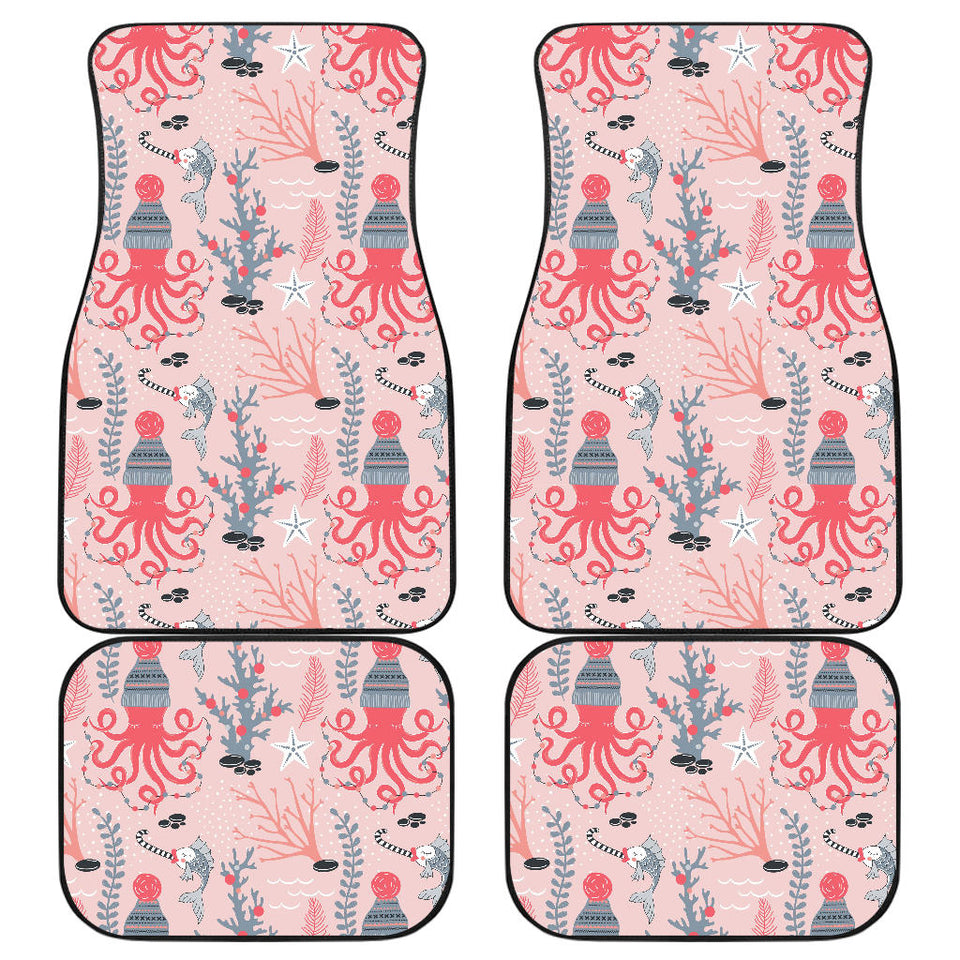 Octopus Winter Hat Garland Fish Candy Seaweed Coral Starfish Front And Back Car Mats