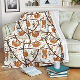 Sloths Hanging On The Tree Pattern Premium Blanket