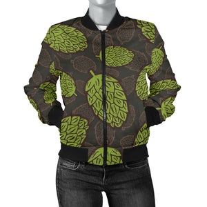 Hop Pattern Black Background Women'S Bomber Jacket