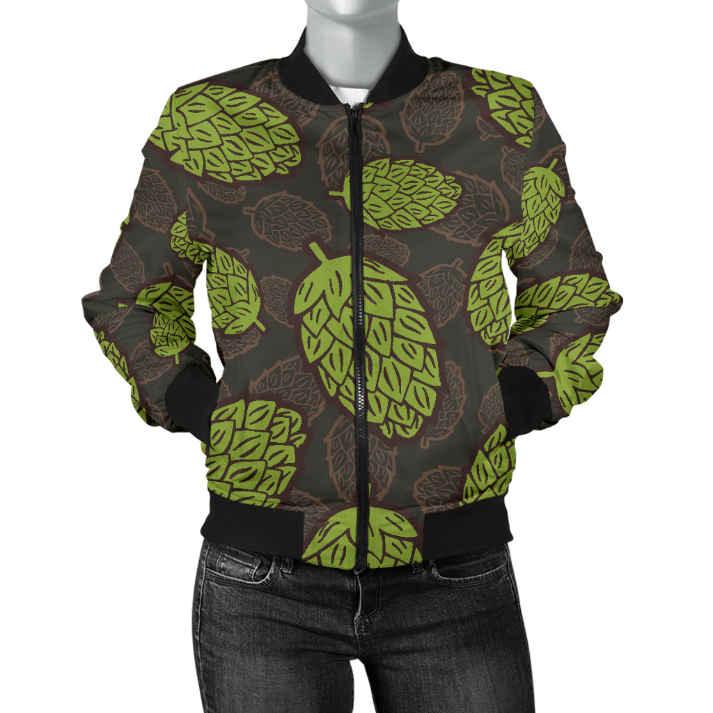 Hop Pattern Black Background Women'S Bomber Jacket