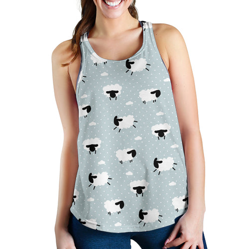 Sheep polka dot cloud pattern Women Racerback Tank Top