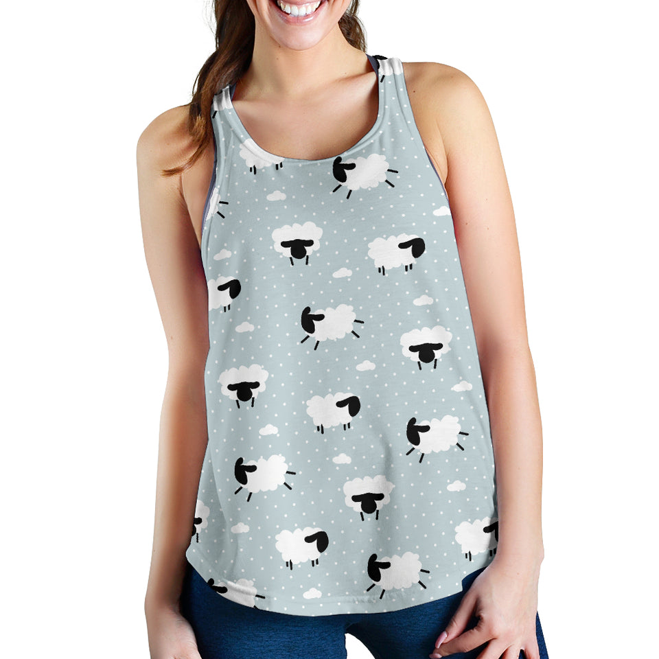 Sheep polka dot cloud pattern Women Racerback Tank Top