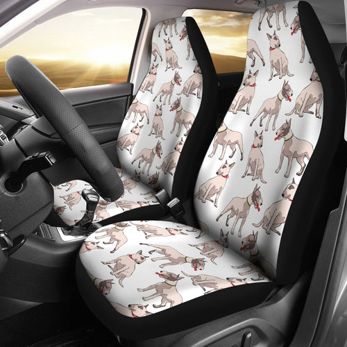 Bull Terrier Pattern Print Design 04 Universal Fit Car Seat Covers