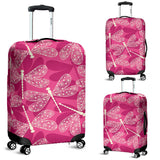 Beautiful Dragonfly Pink Background Luggage Covers