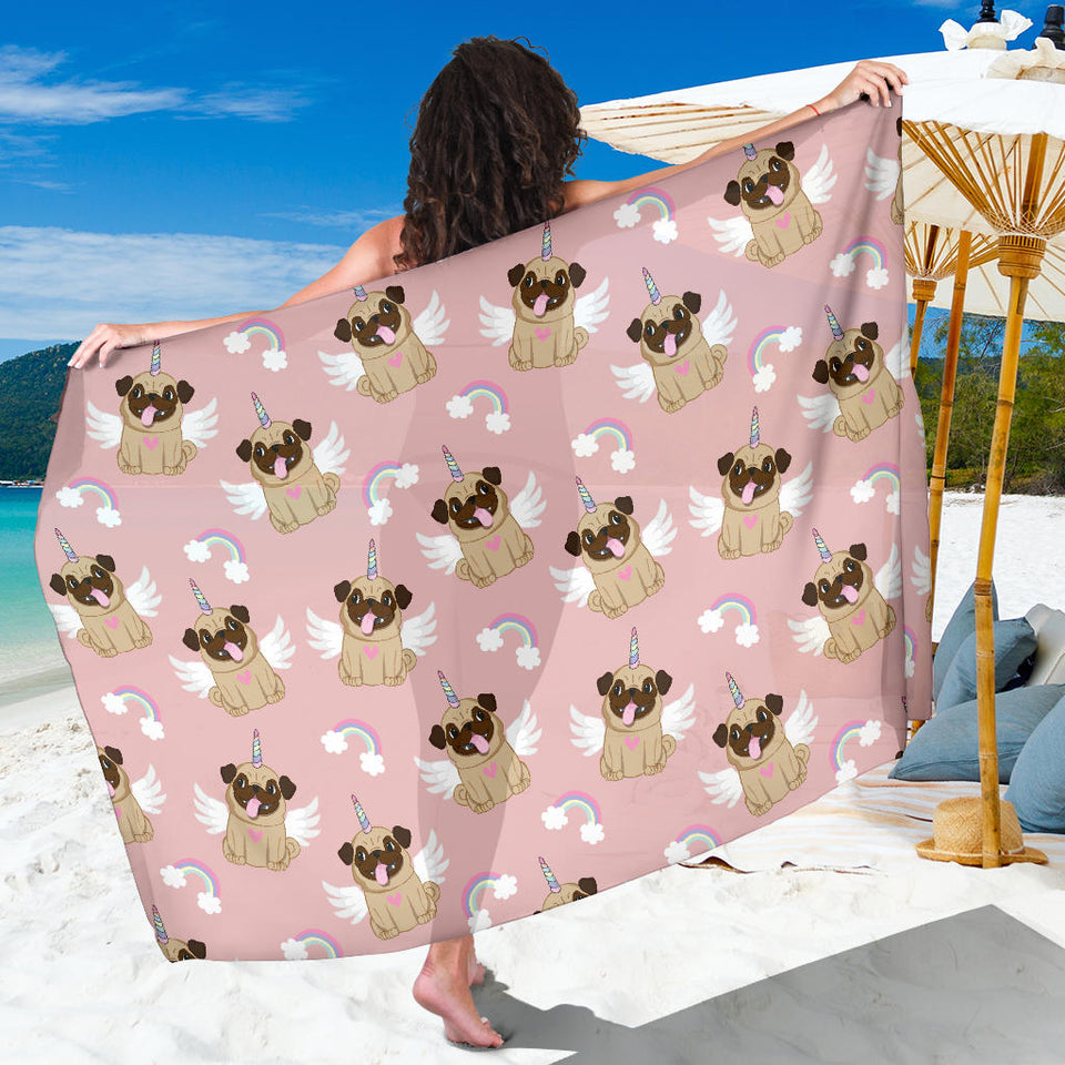 Cute Unicorn Pug Pattern Sarong