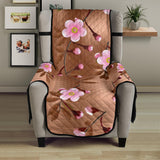 Pink sakura cherry blossom drak brown background Chair Cover Protector