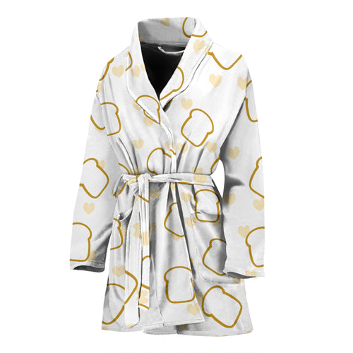 Bread Toast Pattern Print Design 01 Women's Bathrobe