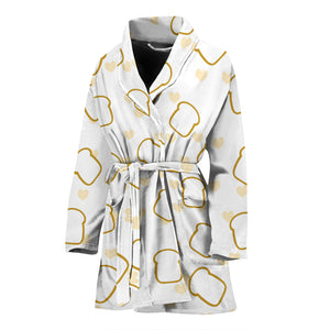 Bread Toast Pattern Print Design 01 Women's Bathrobe