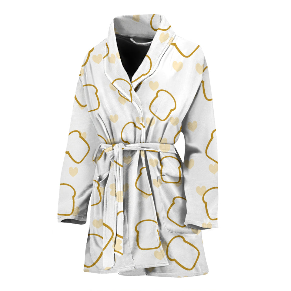 Bread Toast Pattern Print Design 01 Women's Bathrobe