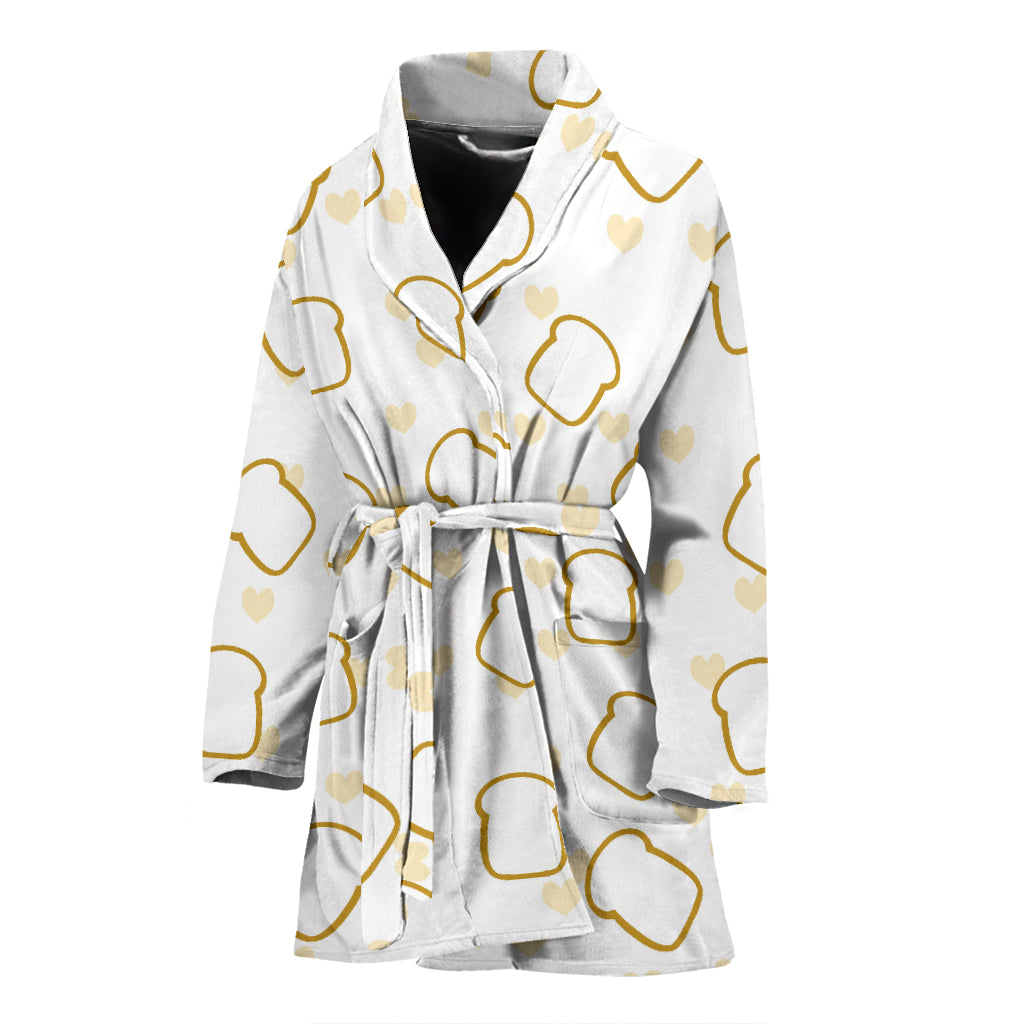 Bread Toast Pattern Print Design 01 Women's Bathrobe
