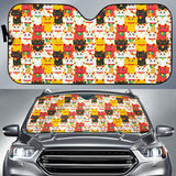 Colorful Maneki Neko Cat Pattern Car Sun Shade
