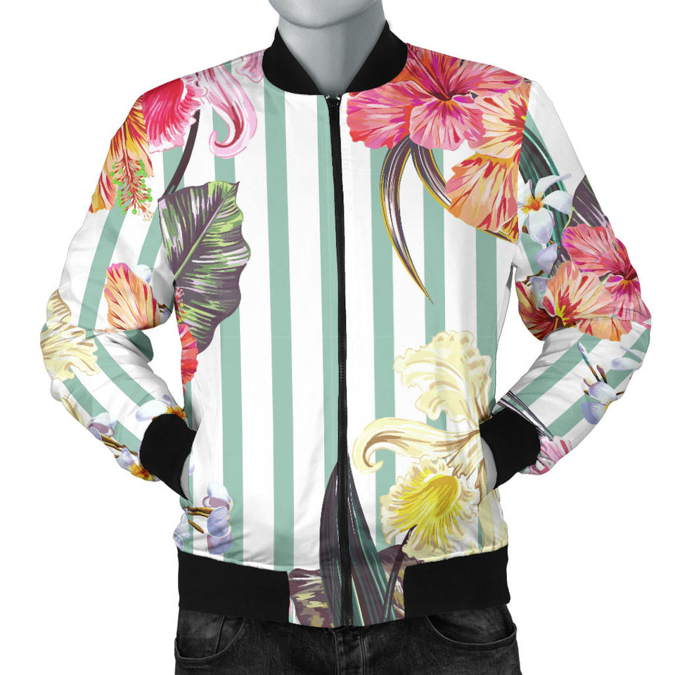 Colorful Orchid Flower Pattern Men'S Bomber Jacket