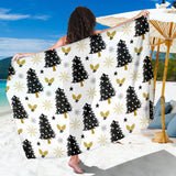 Christmas Tree Holly Snow Star Pattern Sarong