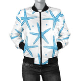 Watercolor Starfish Pattern Women'S Bomber Jacket
