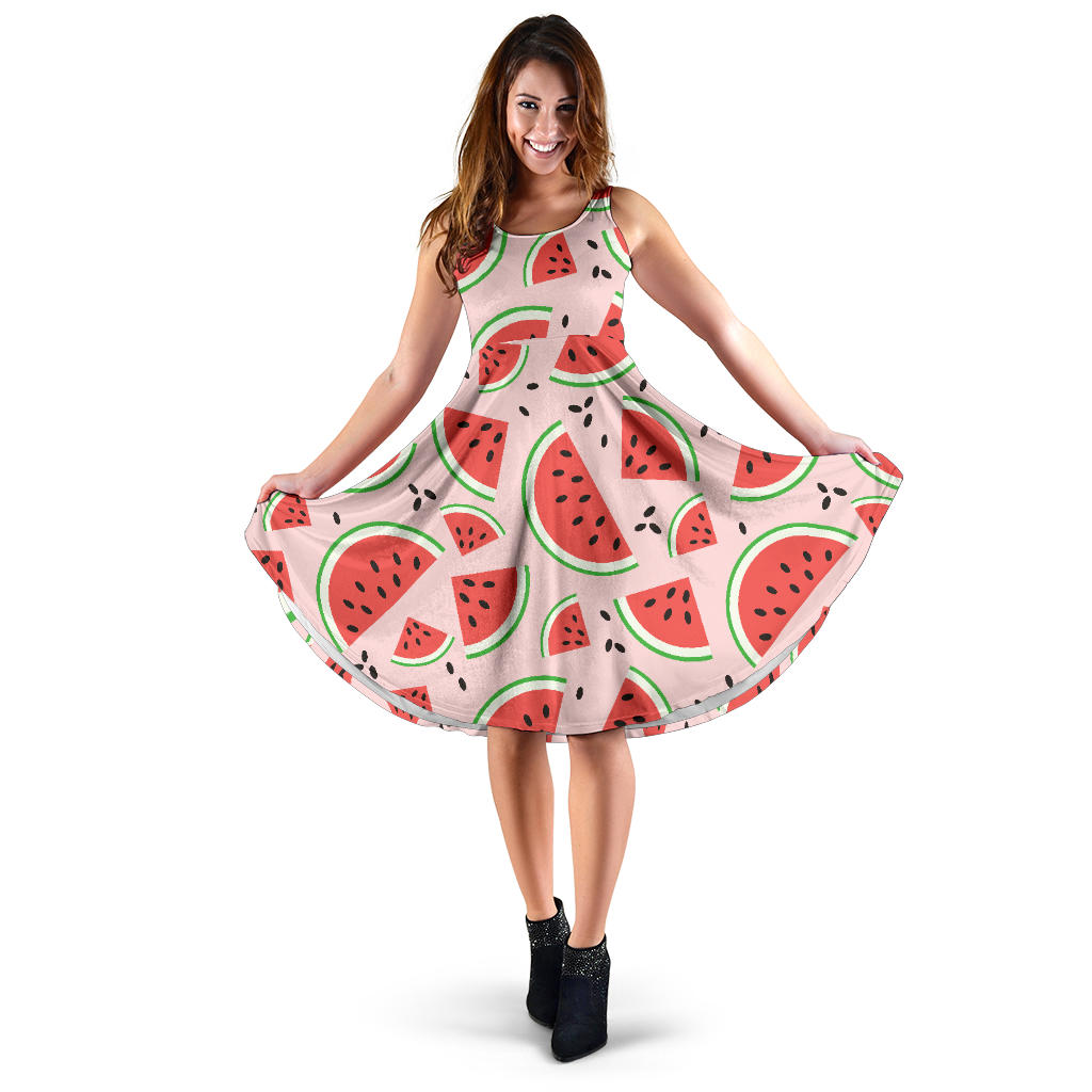 Watermelon Pattern Sleeveless Midi Dress