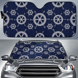 Nautical Steering Wheel Design Pattern Car Sun Shade