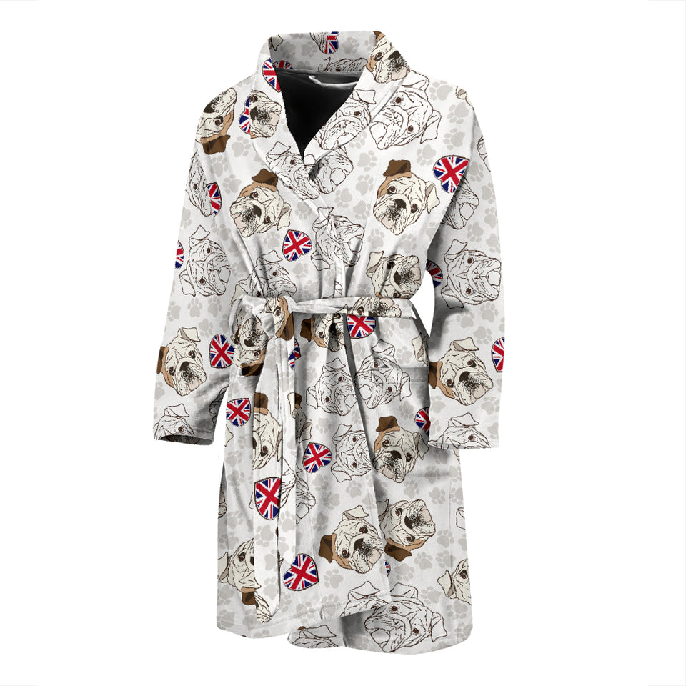 English Bulldog Pattern Print Design 01 Men's Bathrobe