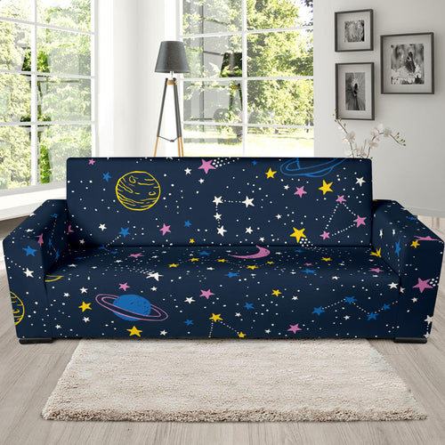 Space Pattern With Planets, Comets, Constellations And Stars Sofa Slipcover