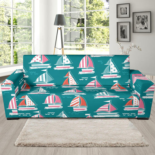 Cute Sailboat Pattern Sofa Slipcover