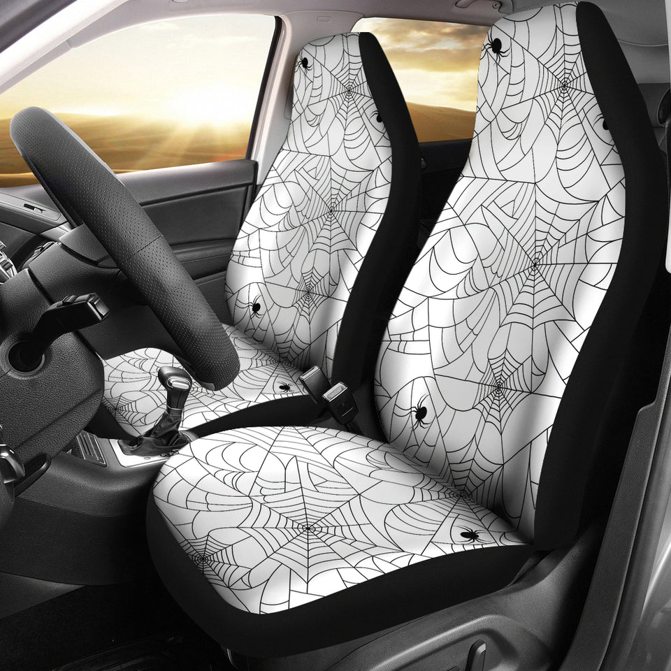 Spider Web Cobweb Pattern White Background Universal Fit Car Seat Covers
