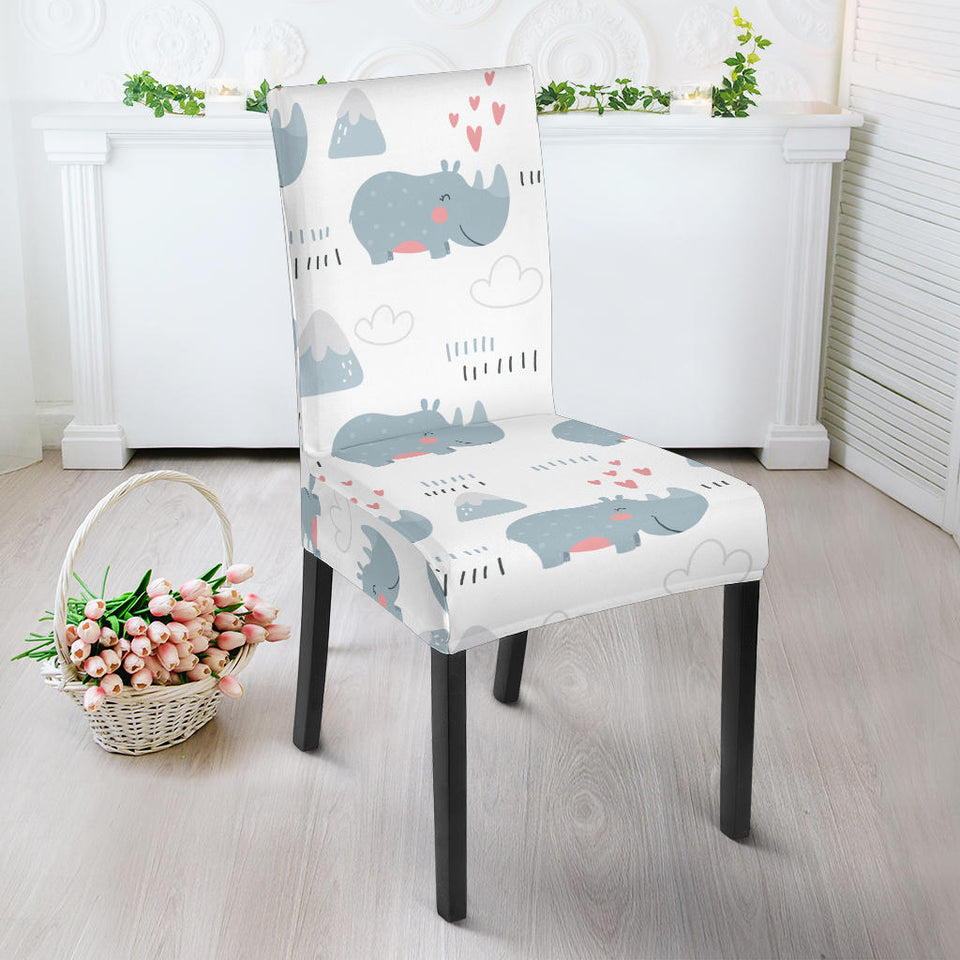 Cute Rhino Heart Pattern Dining Chair Slipcover