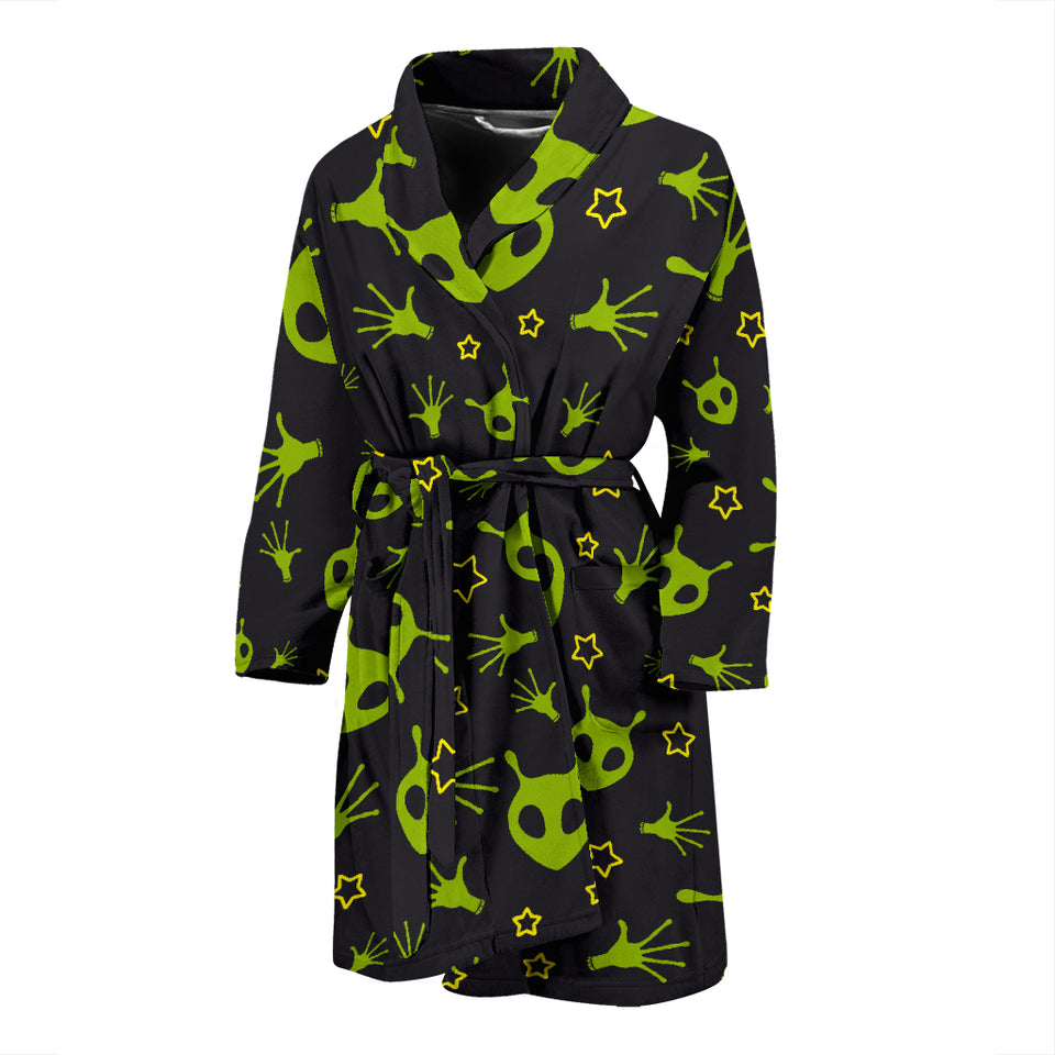 Alien Pattern Print Design 02 Men's Bathrobe
