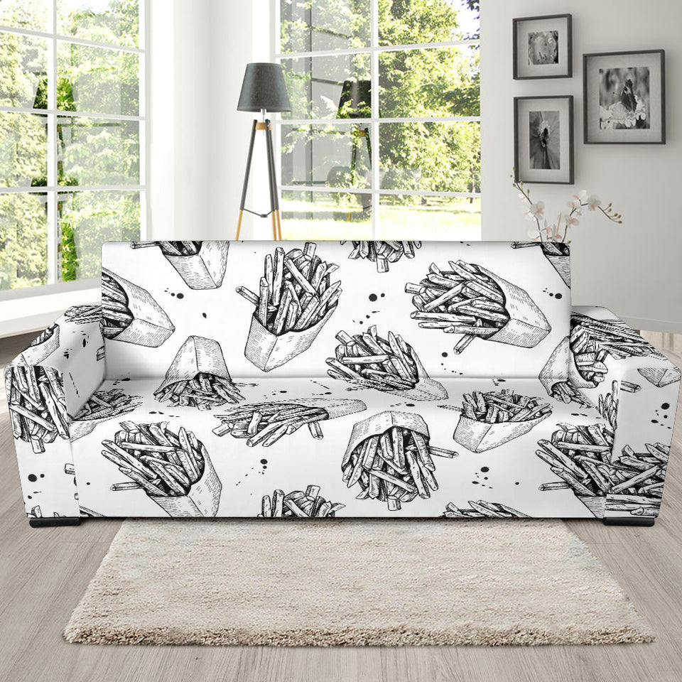 Hand Drawn French Fries Pattern Sofa Slipcover