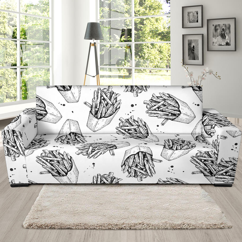 Hand Drawn French Fries Pattern Sofa Slipcover