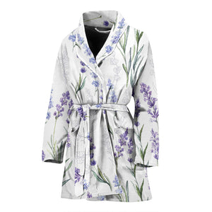 Hand Painting Watercolor Lavender Women'S Bathrobe
