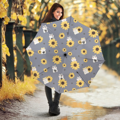Cute Hamster Sunflower Pattern Background Umbrella