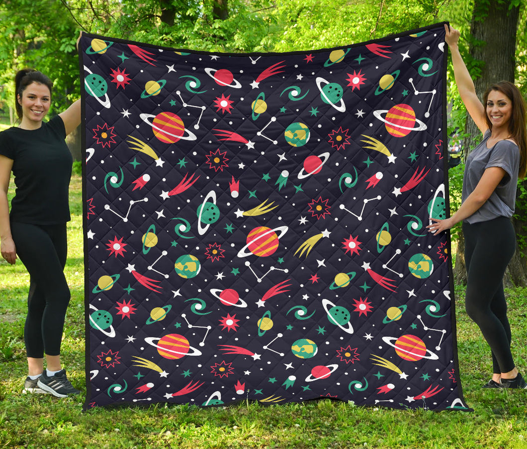 Colorful Space Pattern Planet Star Premium Quilt