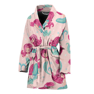 Cute Little Mermaid Pattern Women'S Bathrobe
