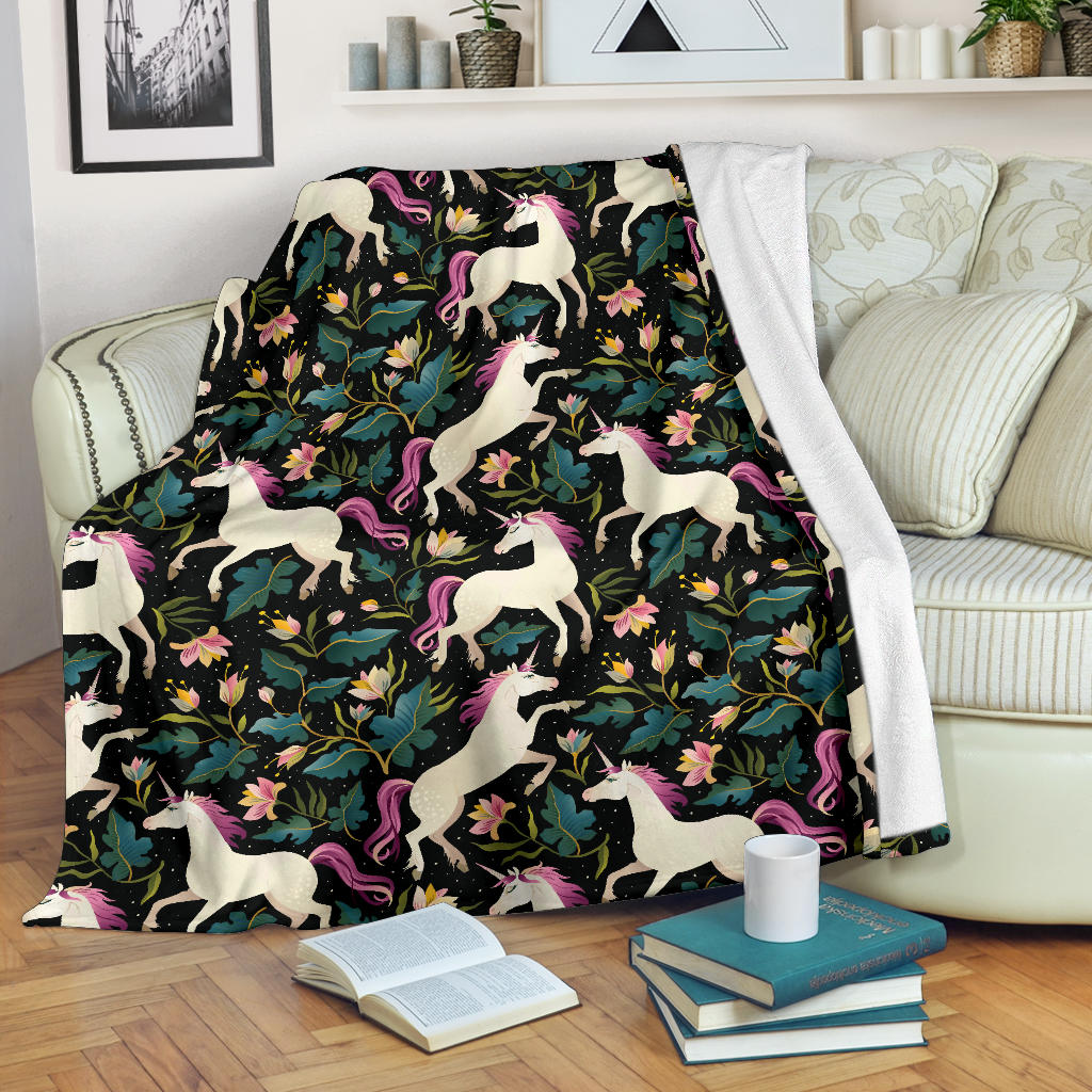 Unicorns Forest Background Premium Blanket